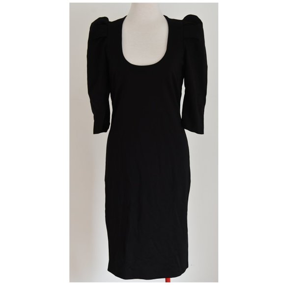Midi Puff Sleeves Little Black Dress (from Imperial, Made in Italy!) - Picture 1 of 8